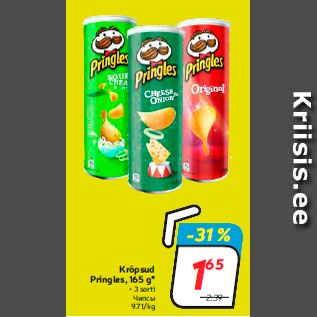 Allahindlus - Krõpsud Pringles, 165 g*