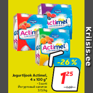 Allahindlus - Jogurtijook Actimel, 4 x 100 g*