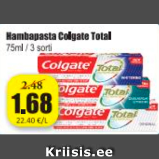 Allahindlus - Hambapasta Colgate Total