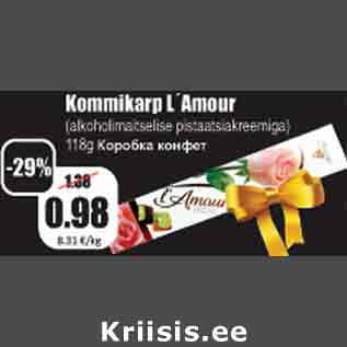 Allahindlus - Kommikarp L´Amour (alkoholimaitselise) pistaatsiakreemiga 118g