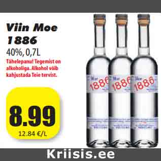 Allahindlus - Viin Moe 1886 40%, 0,7L