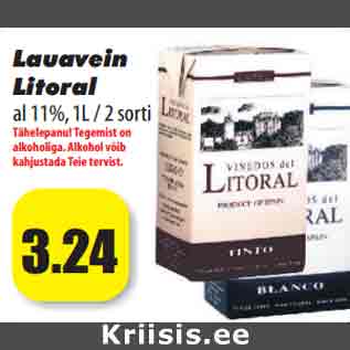 Allahindlus - Lauavein Litoral al 11%, 1L / 2 sorti