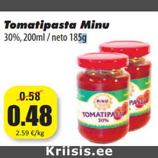 Allahindlus - Tomatipasta Minu 30%, 200ml / neto 185g