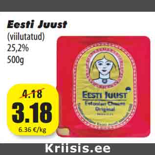 Allahindlus - Eesti Juust (viilutatud) 25,2% 500g