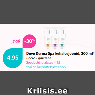 Allahindlus - Dove Derma Spa kehalosjoonid, 200 ml*