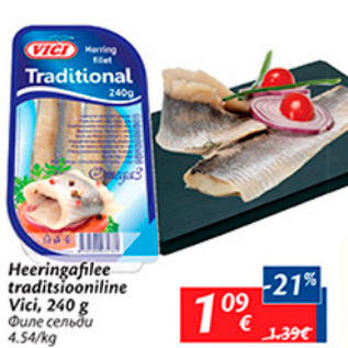 Allahindlus - Heeringafilee traditsiooniline Vaci, 240 g