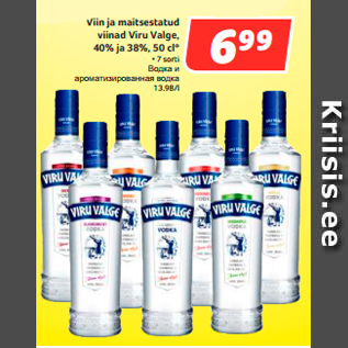 Allahindlus - Viin ja maitsestatud viinad Viru Valge, 40% ja 38%, 50 cl*