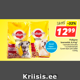 Allahindlus - Pedigree koerasööt, 8,4 kg*