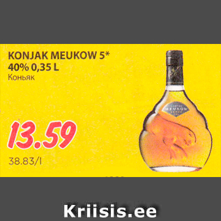 Allahindlus - KONJAK MEUKOW 5* 40% 0,35 L