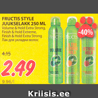 Allahindlus - FRUCTIS STYLE JUUKSELAKK 250 ML