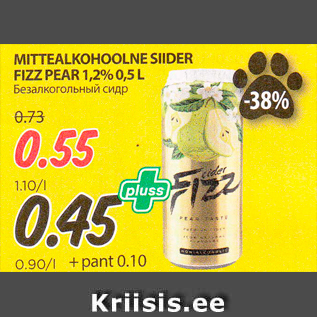 Allahindlus - MITTEALKOHOOLNE SIIDER FIZZ PEAR 1,2% 0,5 L