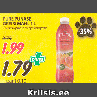 Allahindlus - PURE PUNASE GREIBI MAHL 1 L