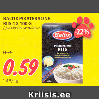 Allahindlus - BALTIX PIKATERALINE RIIS 4 X 100 G