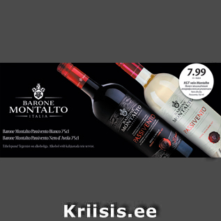 Allahindlus - Barone Montalto Passivento Bianco 75 cl; Barone Montalto Passivento Nerod Avola 75 cl