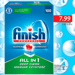 Allahindlus - Nõudepesumasina tabletid Finish All-in-1, 100 tk