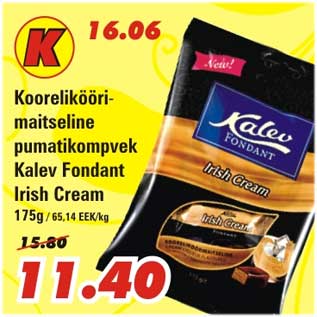 Allahindlus - Kooreliköörimaitseline pumatikompvek Kalev Fondant Irish Cream