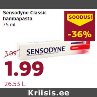 Allahindlus - Sensodyne Classic hambapasta 75 ml