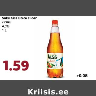 Allahindlus - Saku Kiss Dolce siider virsiku 4,5% 1 L