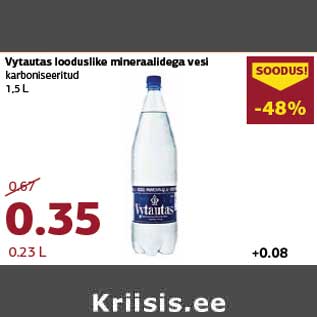 Allahindlus - Vytautas looduslike mineraalidega vesi karboniseeritud 1,5 L