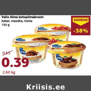 Allahindlus - Valio Alma kohupiimakreem kakao, maasika, rosina 150 g