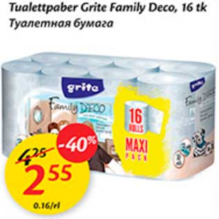 Allahindlus - Tualettpaber Grite Family Deco, 16 tk