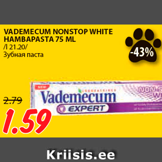 Allahindlus - VADEMECUM NONSTOP WHITE HAMBAPASTA 75 ML