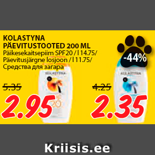 Allahindlus - KOLASTYNA PÄEVITUSTOOTED 200 ML