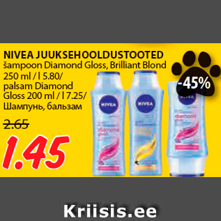 Allahindlus - NIVEA JUUKSEHOOLDUSTOOTED