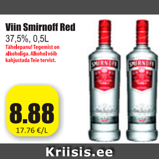 Allahindlus - Viin Smirnoff Red