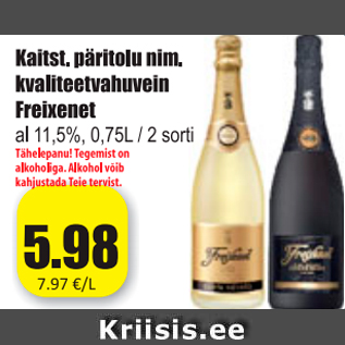 Allahindlus - Kaitst. päritolu nim. kvaliteetvahuvein Freixenet