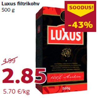 Allahindlus - Luxus fi ltrikohv 500 g