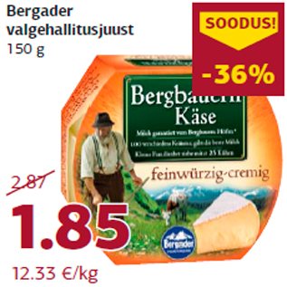 Allahindlus - Bergader valgehallitusjuust 150 g