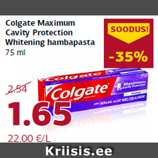 Allahindlus - Colgate Maximum Cavity Protection Whitening hambapasta 75 ml