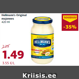 Allahindlus - Hellmann’s Original majonees 420 ml