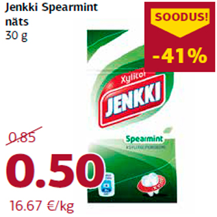 Allahindlus - Jenkki Spearmint näts 30 g