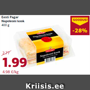 Allahindlus - Eesti Pagar Napoleoni kook 400 g