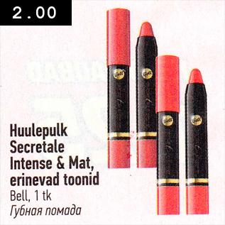 Allahindlus - Huulepulk Secretale Intense & Mat, erinevad toonid