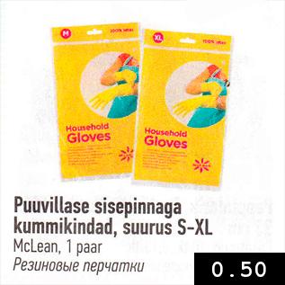 Allahindlus - Puuvillase sisepinnaga kummikindad, suurus S-XL