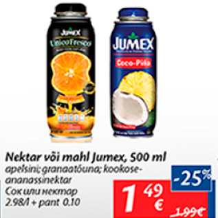 Allahindlus - Nektar või mahl jumex, 500 ml