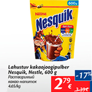 Allahindlus - Lahustuv kakaojoogipulber Nesquik, Nestle, 600 g