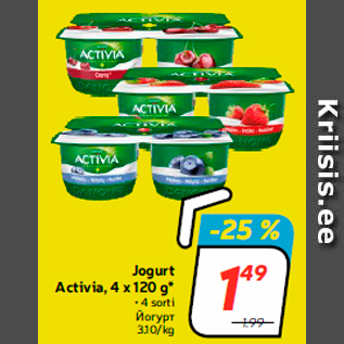 Allahindlus - Jogurt Activia, 4 x 120 g*