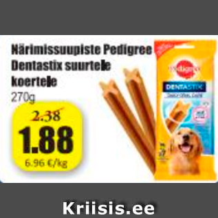 Allahindlus - Närimissuupiste Pedigree Dentastix suurtele koertele 270 g