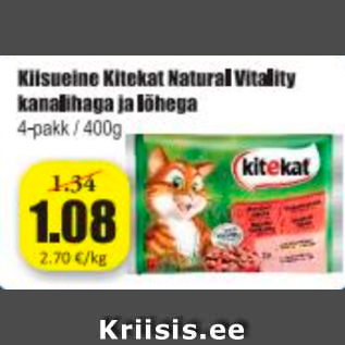 Allahindlus - Kiisueine Kitekat Natural Vitality kanalihaga ja lõhega