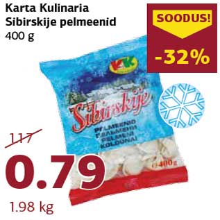 Allahindlus - Karta Kulinaria Sibirskije pelmeenid