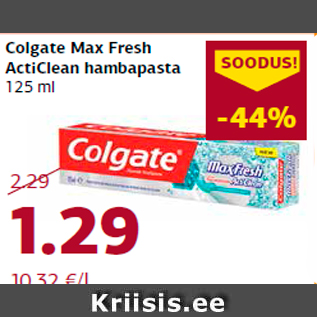 Allahindlus - Colgate Max Fresh ActiClean hambapasta 125 ml