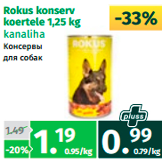 Allahindlus - Rokus konserv koertele 1,25 kg