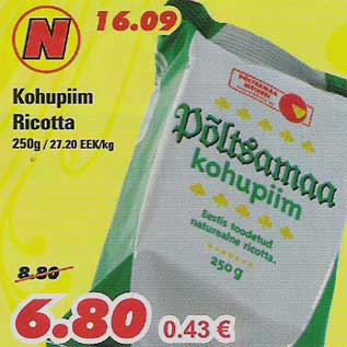 Allahindlus - Kohupiim Ricotta