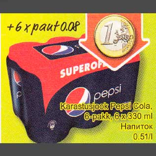 Allahindlus - Karastusjook Pepsi Cola, 6-pakk, 6 x 330 ml