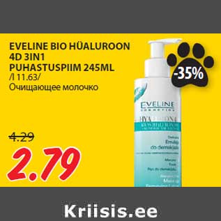 Allahindlus - EVELINE BIO HÜALUROON 4D 3IN1 PUHASTUSPIIM 245ML