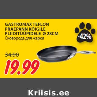 Allahindlus - GASTROMAX TEFLON PRAEPANN KÕIGILE PLIIDITÜÜPIDELE Ø 28CM